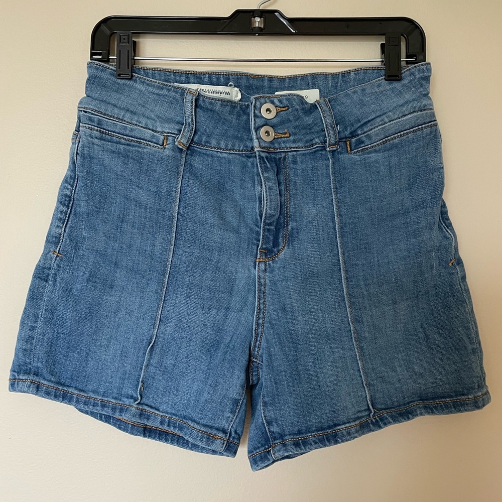 Anthropologie Pilcro Letterpress High Waisted Pintucked Denim Jean Short Size 29 - Picture 2 of 6